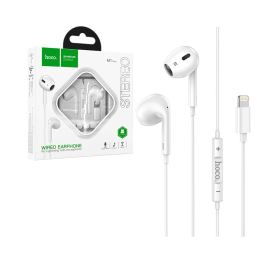 Auriculares Hoco M1 Max Crystal para Cable Lightning con Micrófono 1,2 m Blanco